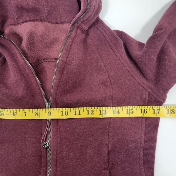 Lululemon Women's Scuba Full Zip Hoodie Fleece in a Maroon Size 4 - LW4AWNS - Picture 12 of 12